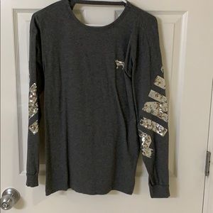 PINK sequin grey long sleeve